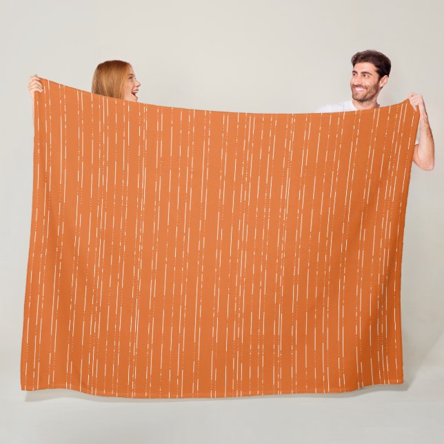 Abstract Lines Orange Retro Geometric Line Pattern Fleece Blanket (In Situ)