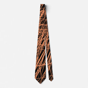 Abstract Lines - Peach on Black Tie