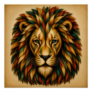 Abstract Lion Art Design Poster