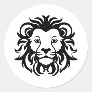 Abstract Lion Baby Art in BW Classic Round Sticker