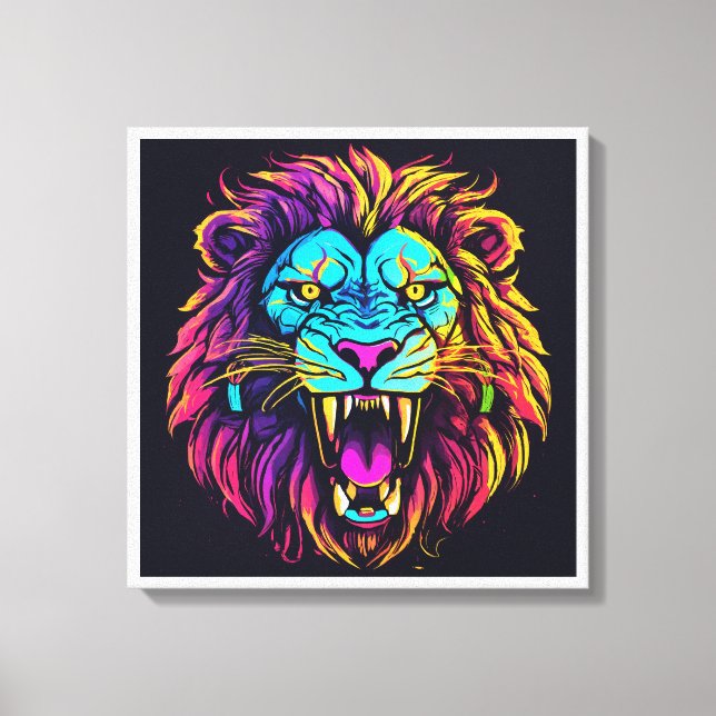 Abstract Lion Canvas – Modern Wildlife Artwork Print (Front)