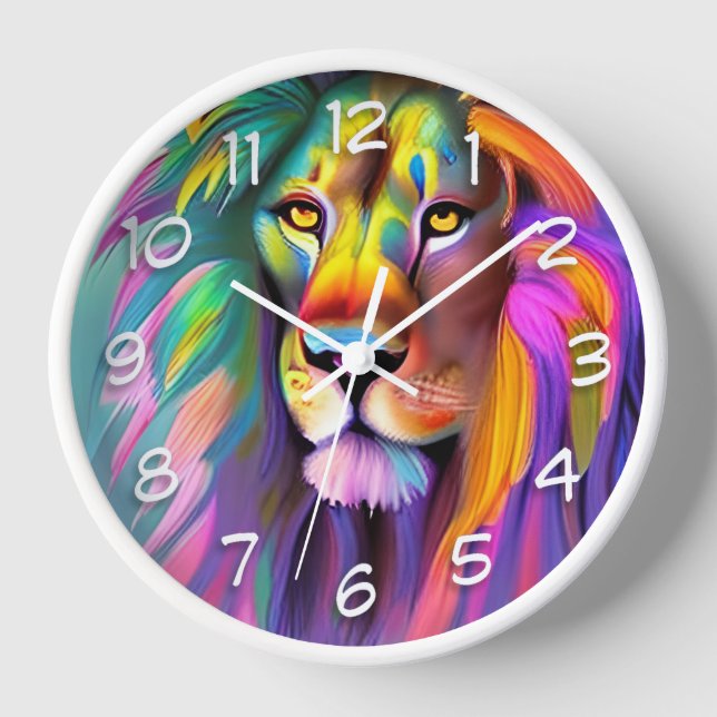 Abstract Lion Face Mystical Fantasy Art Clock (Front)