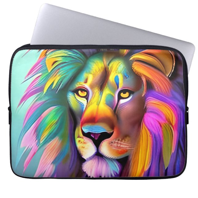 Abstract Lion Face Mystical Fantasy Art Laptop Sleeve (Front)