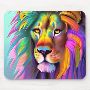 Abstract Lion Face Mystical Fantasy Art Mouse Mat