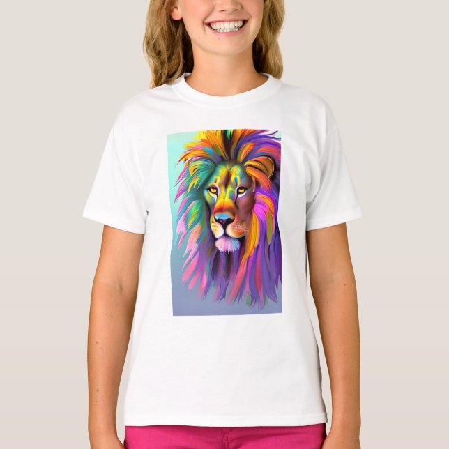 Abstract Lion Face Mystical Fantasy Art T-Shirt (Front)
