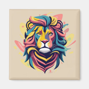 Abstract Lion Head Art Magnet