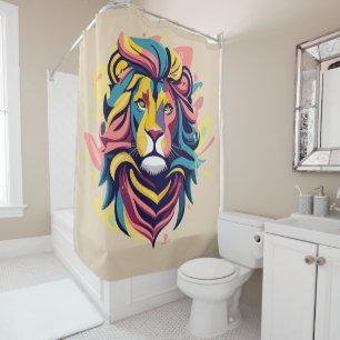 Abstract Lion Head Art Shower Curtain