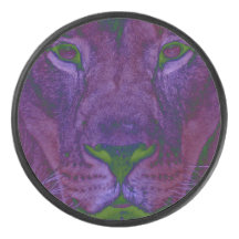 Abstract Lion Hockey Puck