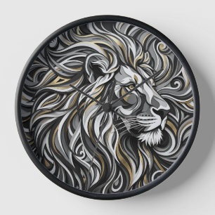 Abstract Lion Mane Gold Paper Art Clocks