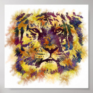 Abstract Lion Paintng Poster