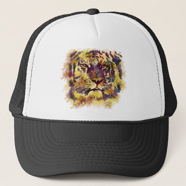 Abstract Lion Paintng Trucker Hat (Front)
