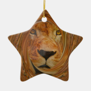 Abstract Lion Safari Art Print Ceramic Tree Decoration