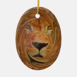 Abstract Lion Safari Art Print Ceramic Tree Decoration