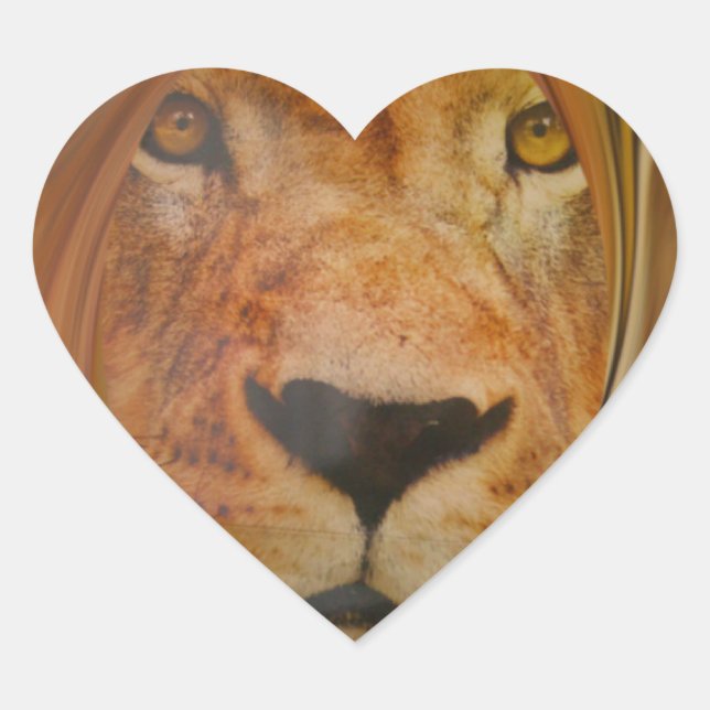 Abstract Lion Safari Art Print Heart Sticker (Front)