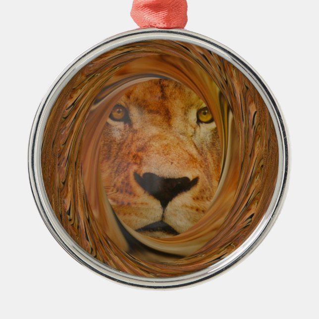 Abstract Lion Safari Art Print Metal Tree Decoration (Front)