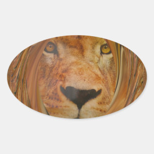 Abstract Lion Safari Art Print Oval Sticker