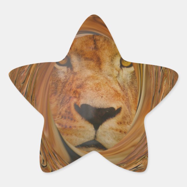 Abstract Lion Safari Art Print Star Sticker (Front)