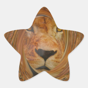 Abstract Lion Safari Art Print Star Sticker