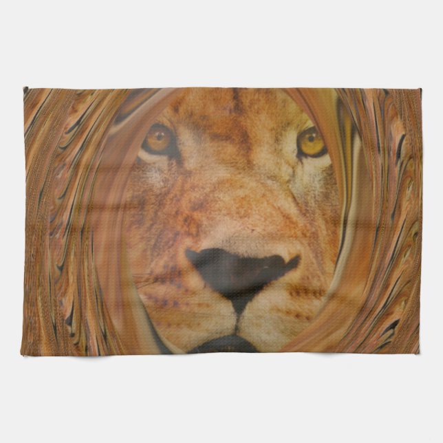 Abstract Lion Safari Art Print Tea Towel (Horizontal)
