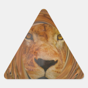 Abstract Lion Safari Art Print Triangle Sticker