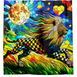 Abstract Lion Shower Curtain