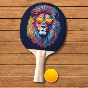 Abstract Lion with Sunglasses Ping Pong Paddle