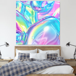 Abstract Liquid Chrome Stretched Canvas Print