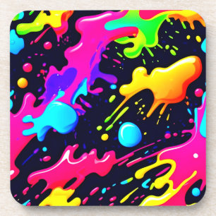 Abstract Liquid Colour Explosion Art Coaster