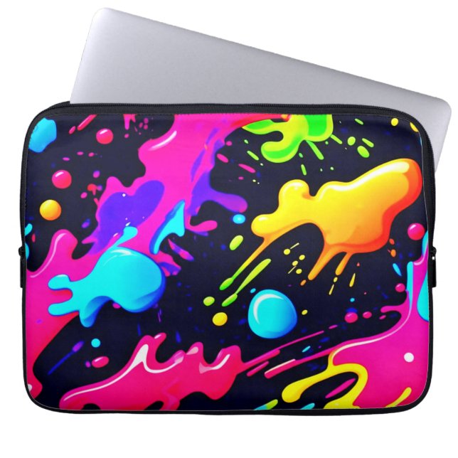 Abstract Liquid Colour Explosion Art Laptop Sleeve (Front)