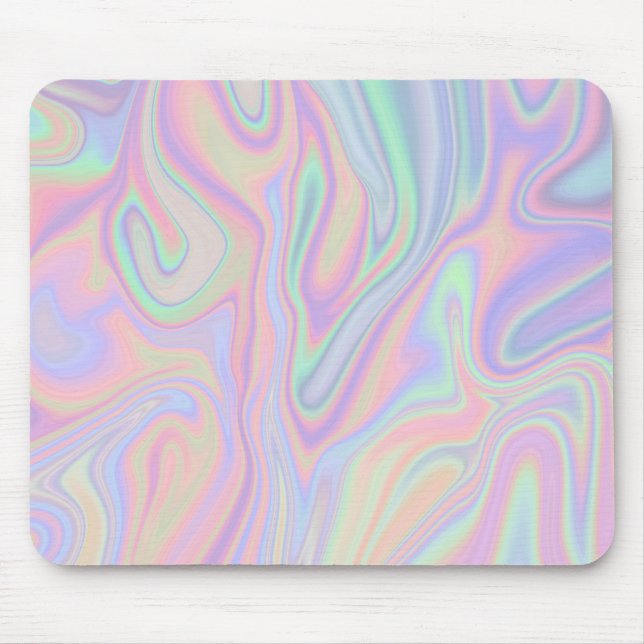 Abstract Liquid Iridescent  Pastel Colour Design Mouse Mat (Front)
