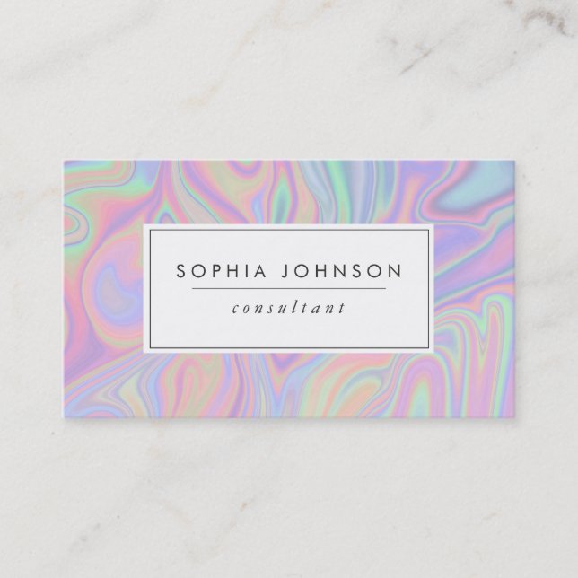 Abstract Liquid Iridescent Purple Pastel Colour Business Card (Front)