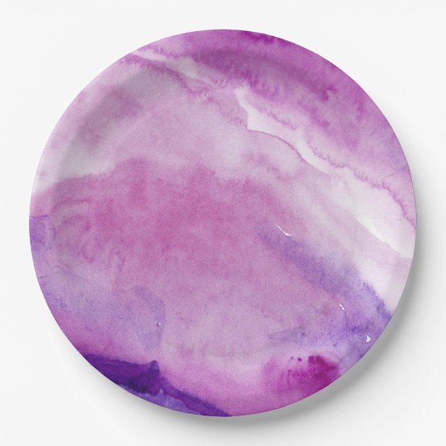 Abstract Liquid Marble Purple Watercolor Plate (Front)