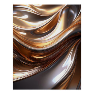 Abstract Liquid Metal Waves – Modern Metallic Desi Poster