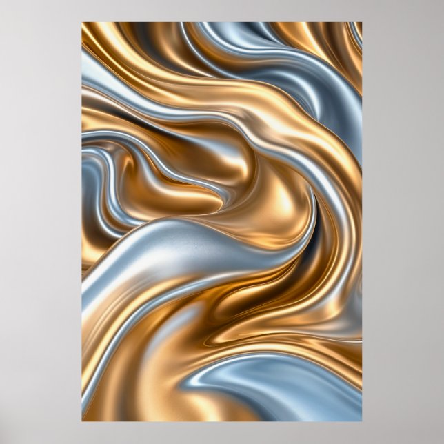 Abstract Liquid Metal Waves Poster (Front)