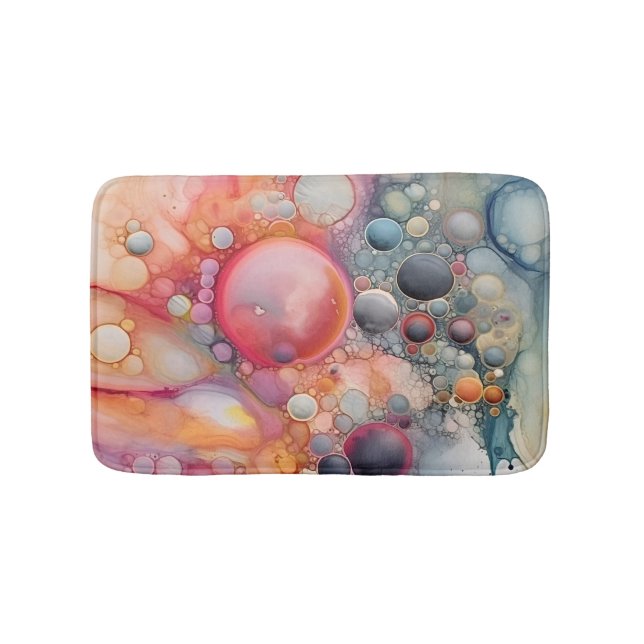 Abstract Liquid Pour Art Beach Vibes, Pebble Cells Bath Mat (Front)