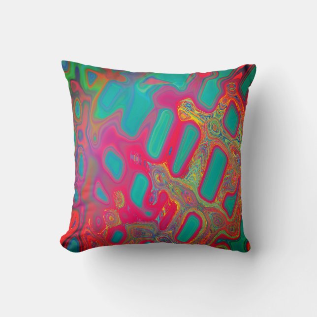 ABSTRACT LIQUID POURING ART HAND PAINTED  CUSHION (Front)