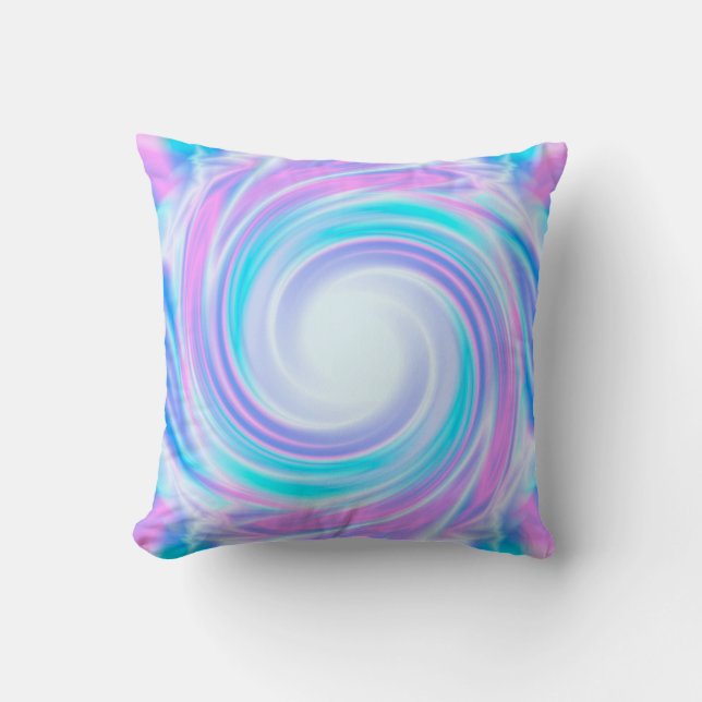 Abstract liquid swirl pastel purple colours print cushion (Front)