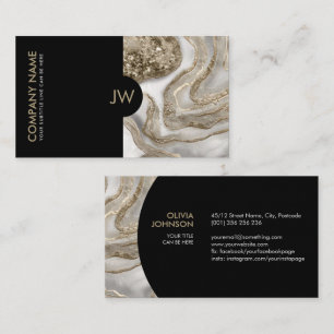 Abstract Liquid White Marble and gold Business Card