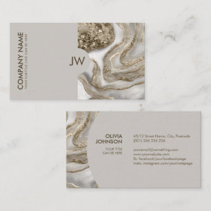 Abstract Liquid White Marble and gold Business Card