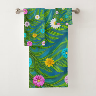 Abstract Little Daisy Garden Bath Towel Set