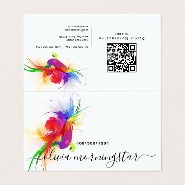 Abstract Lorikeet QR Code  Business Card (Outside Unfolded)