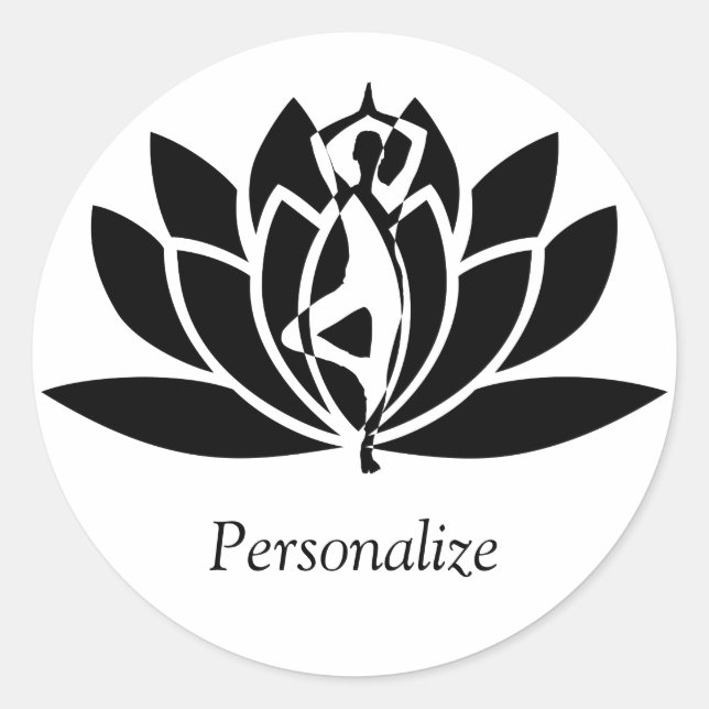 Abstract Lotus Flower Yoga Pose Personalise Classic Round Sticker (Front)