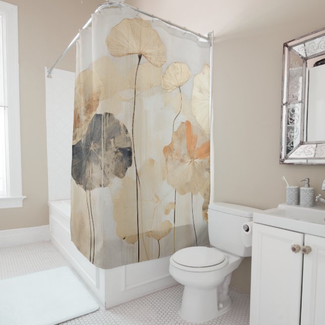 Abstract Lotus Leaves  Shower Curtain (In Situ)