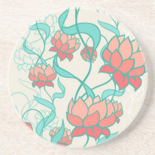 Abstract Lotus Pattern Coaster