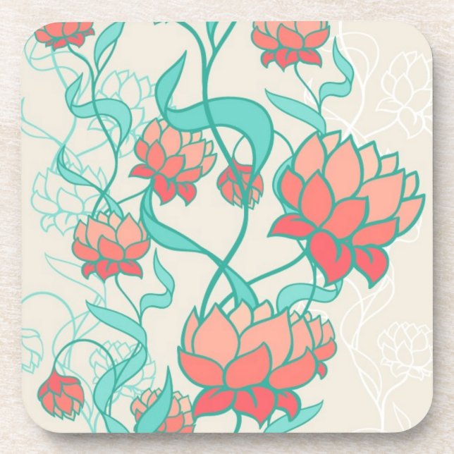 Abstract Lotus Pattern Coaster (Front)