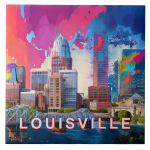 Abstract Louisville Skyline Art Modern Tile