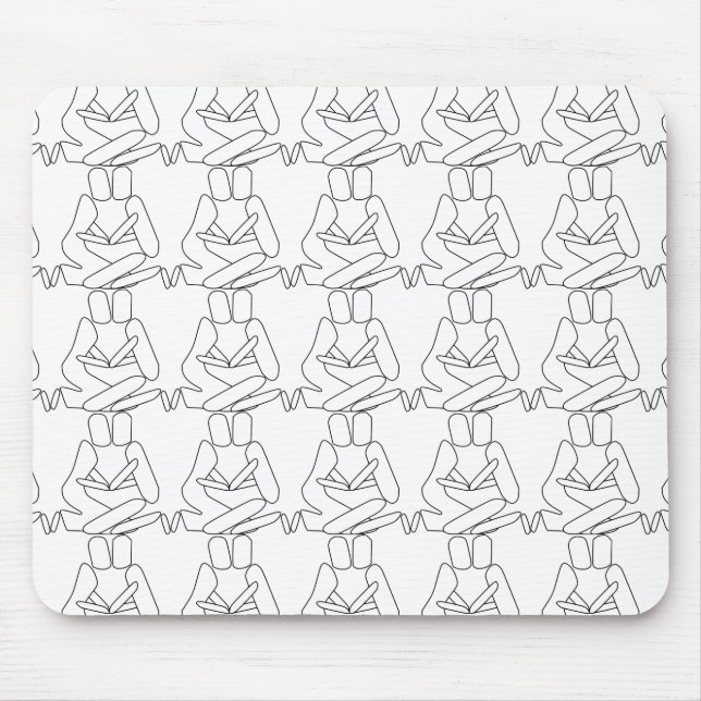 Abstract Love black outline Mouse Mat (Front)
