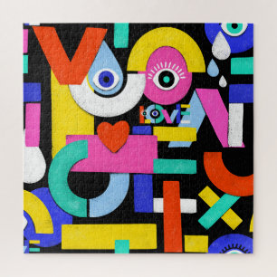 Abstract love, eyes: colourful pattern jigsaw puzzle