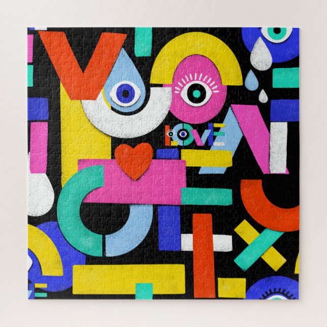 Abstract love, eyes: colourful pattern jigsaw puzzle (Vertical)