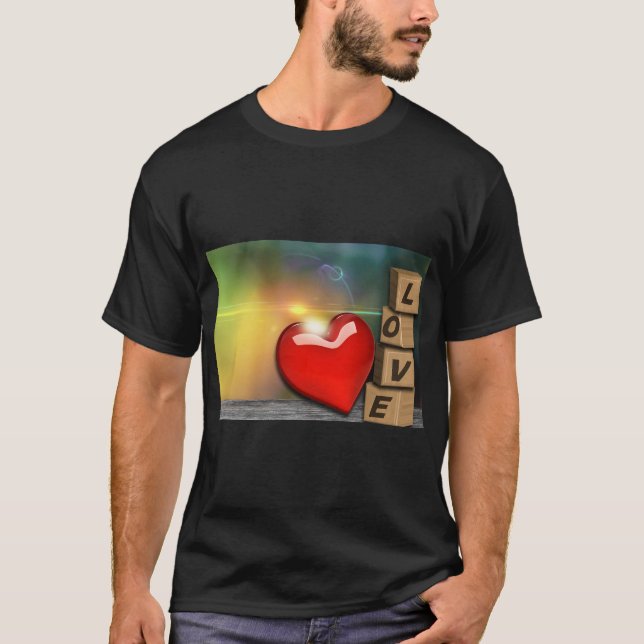 Abstract Love Heart Design T-Shirt (Front)